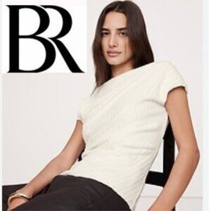 Banana Republic Asymmetrical Ribbed Draped Top Wide Rib Knit XL NEW with tags